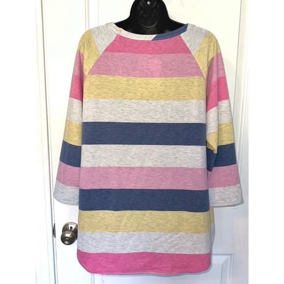 Honeyme striped top with chest keyhole detail - Picture 3 of 5